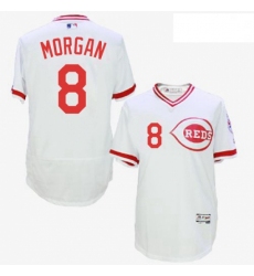 Mens Majestic Cincinnati Reds 8 Joe Morgan White Flexbase Authentic Collection Cooperstown MLB Jersey