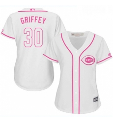 Womens Majestic Cincinnati Reds 30 Ken Griffey Authentic White Fashion Cool Base MLB Jersey