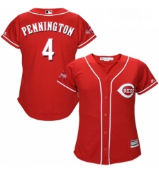 Womens Majestic Cincinnati Reds 4 Cliff Pennington Replica Red Alternate Cool Base MLB Jersey 