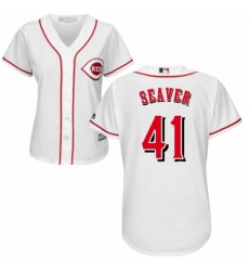 Womens Majestic Cincinnati Reds 41 Tom Seaver Replica White Home Cool Base MLB Jersey 