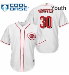 Youth Majestic Cincinnati Reds 30 Ken Griffey Replica White Home Cool Base MLB Jersey