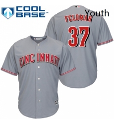 Youth Majestic Cincinnati Reds 37 Scott Feldman Authentic Grey Road Cool Base MLB Jersey