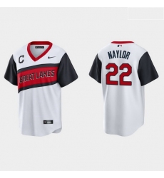 Men Cleveland Indians 22 Josh Naylor Men Nike White 2021 Little League Class Game MLB Jersey