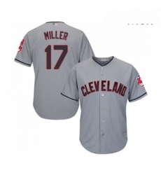 Mens Cleveland Indians 17 Brad Miller Replica Grey Road Cool Base Baseball Jersey 