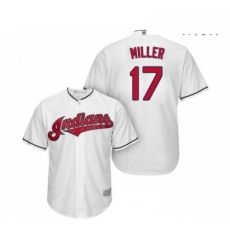 Mens Cleveland Indians 17 Brad Miller Replica White Home Cool Base Baseball Jersey 