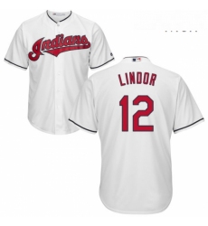 Mens Majestic Cleveland Indians 12 Francisco Lindor Replica White Home Cool Base MLB Jersey