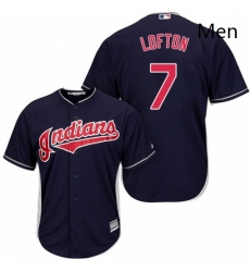 Mens Majestic Cleveland Indians 7 Kenny Lofton Replica Navy Blue Alternate 1 Cool Base MLB Jersey