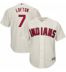 Youth Majestic Cleveland Indians 7 Kenny Lofton Replica Cream Alternate 2 Cool Base MLB Jersey