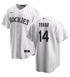 Men Colorado Rockies 14 Ezequiel Tovar White Cool Base Stitched Baseball Jersey