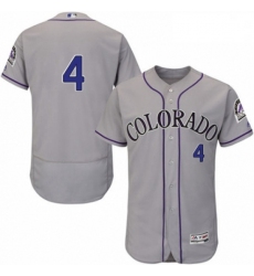 Mens Majestic Colorado Rockies 4 Pat Valaika Grey Road Flex Base Authentic Collection MLB Jersey