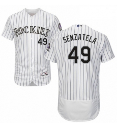 Mens Majestic Colorado Rockies 49 Antonio Senzatela White Home Flex Base Authentic Collection MLB Jersey