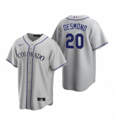 Mens Nike Colorado Rockies 20 Ian Desmond Gray Road Stitched Baseball Jerse