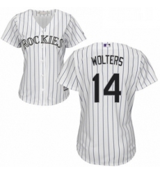 Womens Majestic Colorado Rockies 14 Tony Wolters Authentic White Home Cool Base MLB Jersey 