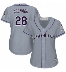 Womens Majestic Colorado Rockies 28 Nolan Arenado Authentic Grey Road Cool Base MLB Jersey