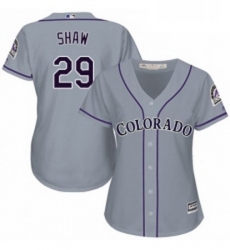 Womens Majestic Colorado Rockies 29 Bryan Shaw Replica Grey Road Cool Base MLB Jersey 