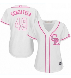 Womens Majestic Colorado Rockies 49 Antonio Senzatela Authentic White Fashion Cool Base MLB Jersey 