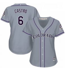 Womens Majestic Colorado Rockies 6 Daniel Castro Authentic Grey Road Cool Base MLB Jersey 