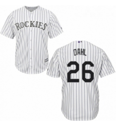 Youth Majestic Colorado Rockies 26 David Dahl Replica White Home Cool Base MLB Jersey 