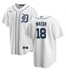 Men Detroit Tigers 18 Kenta Maeda White Cool Base Stitched Jersey