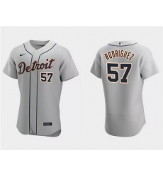 Men Detroit Tigers 57 Eduardo Rodriguez Grey Flex Base Stitched Jersey