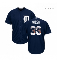 Mens Detroit Tigers 38 Tyson Ross Authentic Navy Blue Team Logo Fashion Cool Base Baseball Jersey 