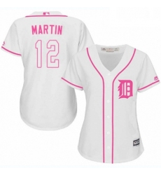 Womens Majestic Detroit Tigers 12 Leonys Martin Replica White Fashion Cool Base MLB Jersey 