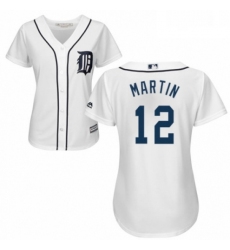 Womens Majestic Detroit Tigers 12 Leonys Martin Replica White Home Cool Base MLB Jersey 