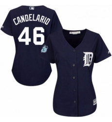 Womens Majestic Detroit Tigers 46 Jeimer Candelario Authentic Navy Blue Alternate Cool Base MLB Jersey 