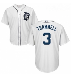 Youth Majestic Detroit Tigers 3 Alan Trammell Replica White Home Cool Base MLB Jersey