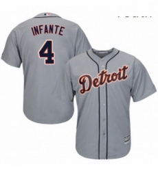 Youth Majestic Detroit Tigers 4 Omar Infante Replica Grey Road Cool Base MLB Jersey