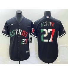 Men Houston Astros 27 Jose Altuve Number Mexico Black Cool Base Stitched Baseball Jersey