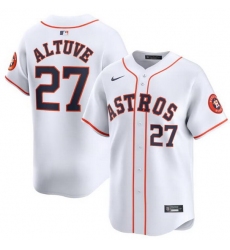 Men Houston Astros 27 Jose Altuve White 2024 Home Limited Stitched Baseball Jersey