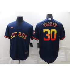 Men Houston Astros 30 Kyle Tucker 2022 Navy Cool Base Stitched Jerse