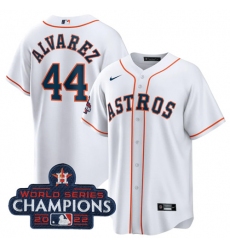 Men's Houston Astros #44 Yordan Alvarez White 2022 World Series Champions Home Stitched Baseball Jersey