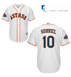 Mens Majestic Houston Astros 10 Yuli Gurriel Replica White Home 2017 World Series Champions Cool Base MLB Jersey 