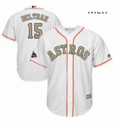 Mens Majestic Houston Astros 15 Carlos Beltran Replica White 2018 Gold Program Cool Base MLB Jersey