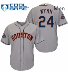 Mens Majestic Houston Astros 24 Jimmy Wynn Replica Grey Road 2017 World Series Champions Cool Base MLB Jersey 