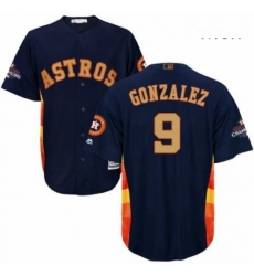 Mens Majestic Houston Astros 9 Marwin Gonzalez Replica Navy Blue Alternate 2018 Gold Program Cool Base MLB Jersey 