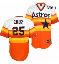 Mens Mitchell and Ness Houston Astros 25 Jose Cruz Jr Authentic WhiteOrange Throwback MLB Jersey