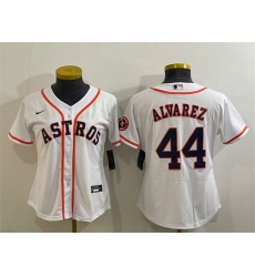 Women Houston Astros 44 Yordan Alvarez White With Patch Cool Base Stitched Baseball JerseyS