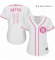 Womens Majestic Houston Astros 11 Evan Gattis Authentic White Fashion Cool Base MLB Jersey