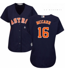 Womens Majestic Houston Astros 16 Brian McCann Replica Navy Blue Alternate Cool Base MLB Jersey