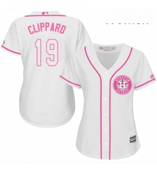 Womens Majestic Houston Astros 19 Tyler Clippard Replica White Fashion Cool Base MLB Jersey 