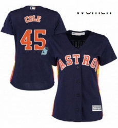 Womens Majestic Houston Astros 45 Gerrit Cole Replica Navy Blue Alternate Cool Base MLB Jersey 