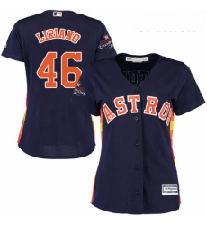 Womens Majestic Houston Astros 46 Francisco Liriano Replica Navy Blue Alternate 2017 World Series Champions Cool Base MLB Jersey 