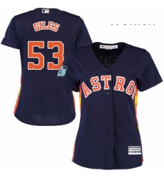 Womens Majestic Houston Astros 53 Ken Giles Replica Navy Blue Alternate Cool Base MLB Jersey 