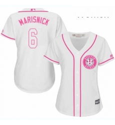 Womens Majestic Houston Astros 6 Jake Marisnick Authentic White Fashion Cool Base MLB Jersey 