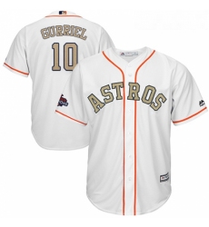 Youth Majestic Houston Astros 10 Yuli Gurriel Authentic White 2018 Gold Program Cool Base MLB Jersey 