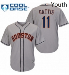 Youth Majestic Houston Astros 11 Evan Gattis Replica Grey Road Cool Base MLB Jersey