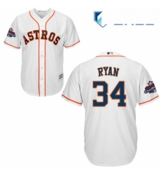 Youth Majestic Houston Astros 34 Nolan Ryan Replica White Home 2017 World Series Champions Cool Base MLB Jersey